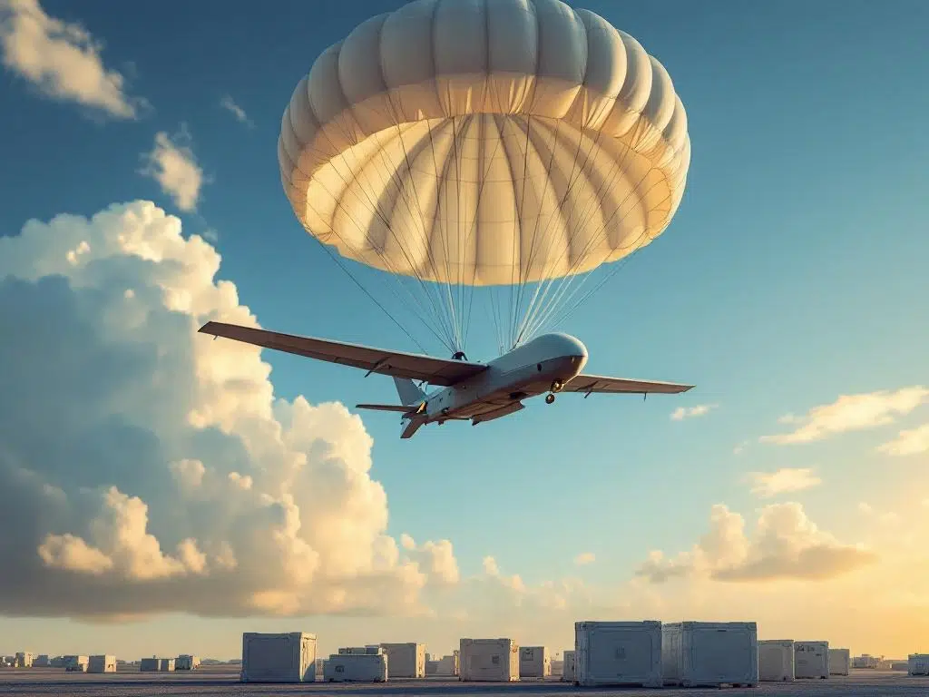 How does parachute-drop packaging work for military drones?