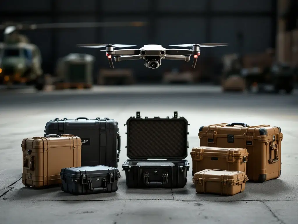 Which transport cases are suitable for DJI military drones?