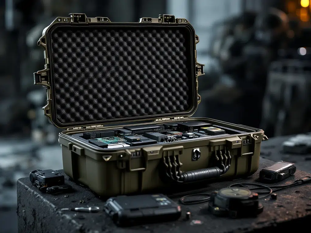 How do tactical cases protect sensitive defense electronics?