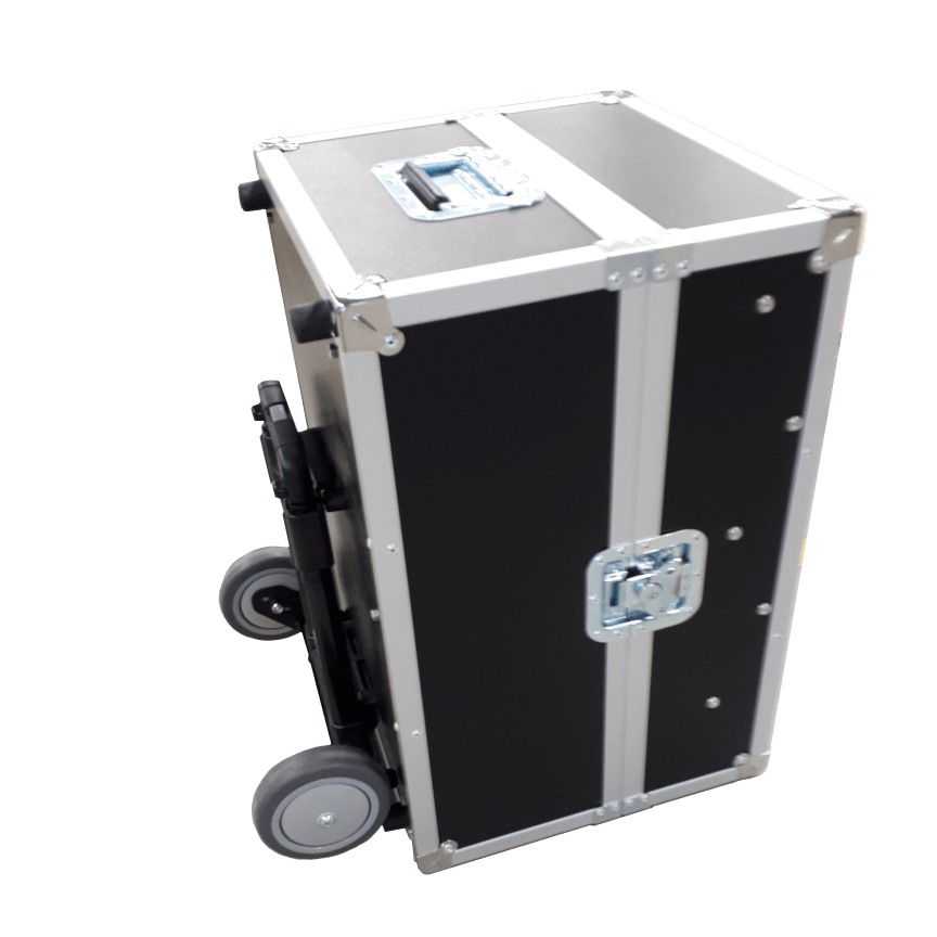 Robuuste flightcase op wielen met handvat voor eenvoudig transport